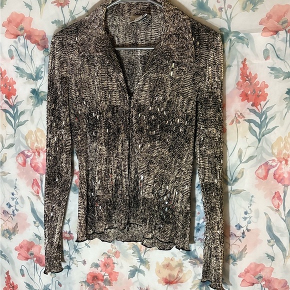 Vintage Elegant Black and Gray Women's Top - Picture 2 of 7